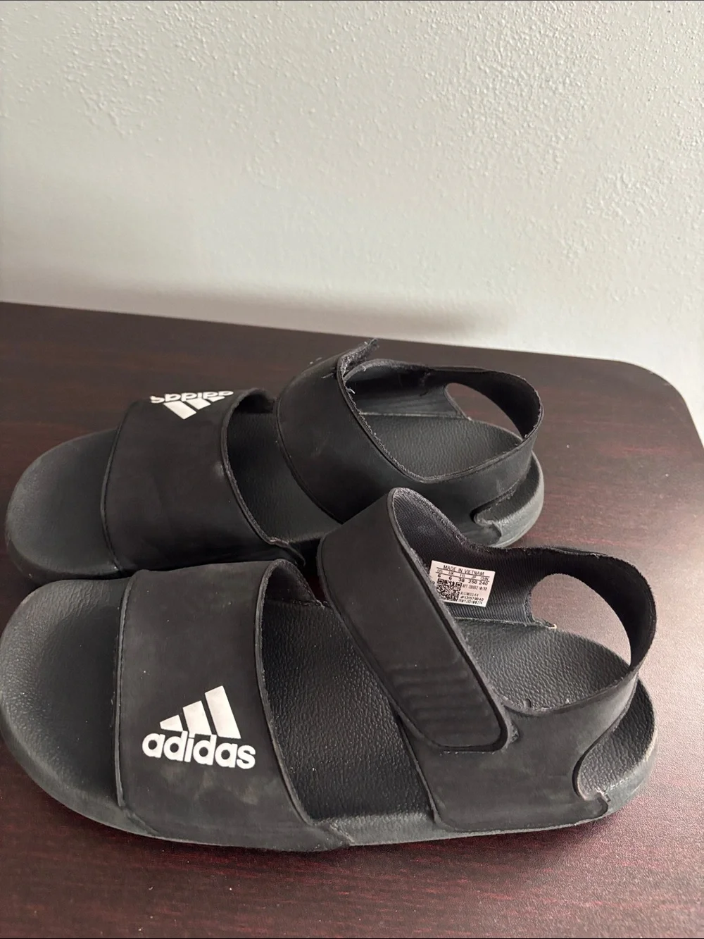 adidas Black Kids' Dual-Strap Sport Sandals